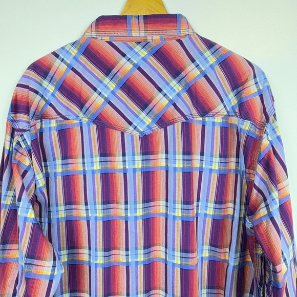 Wrangler 20X Mens Longsleeve Shirt XXL Western Cowboy Rodeo Plaid Flip Cuff Snap - Picture 8 of 15